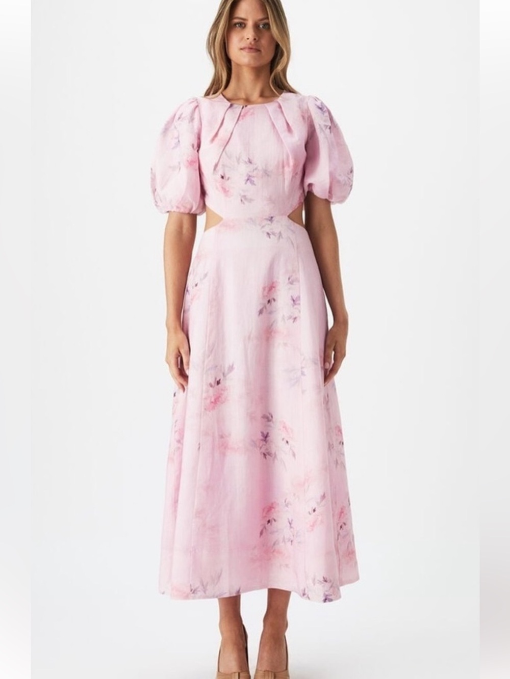 Bardot Pink Floral Midi Dress